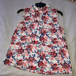 High-neck, chest cut-out tank top